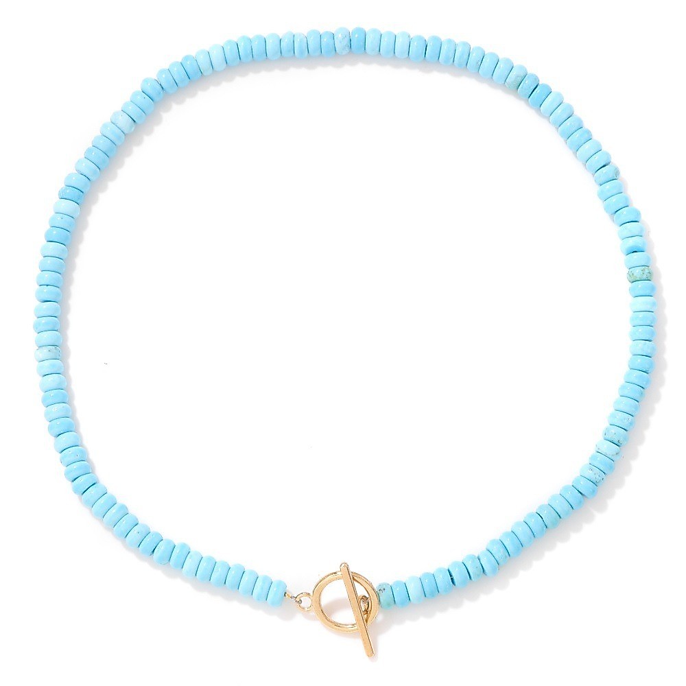 4 * 6 ลูกคิดลูกปัดหินลูกปัดสร้อยคอหญิง KC Gold OT หัวเข็มขัด Clavicle Chain เครื่องประดับแฟชั่นสไตล์