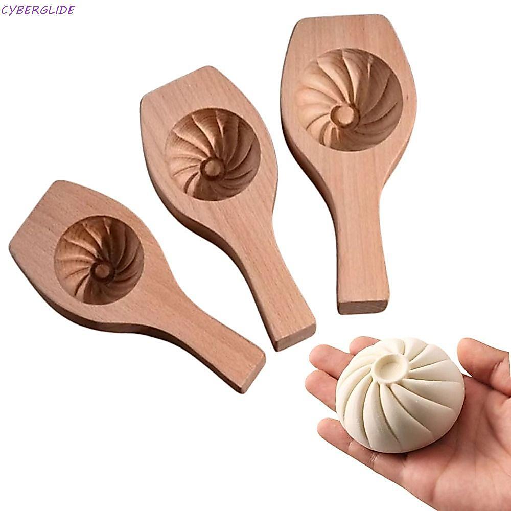 CYBERGLIDE Wood Baozi Mold, แม่พิมพ์ขนมปังนึ่งไม้เนื้อแข็งลึก, ขนมเครื่องมือซาลาเปาอเนกประสงค์ไม่ติดทนทานทําความสะอาดง่าย
