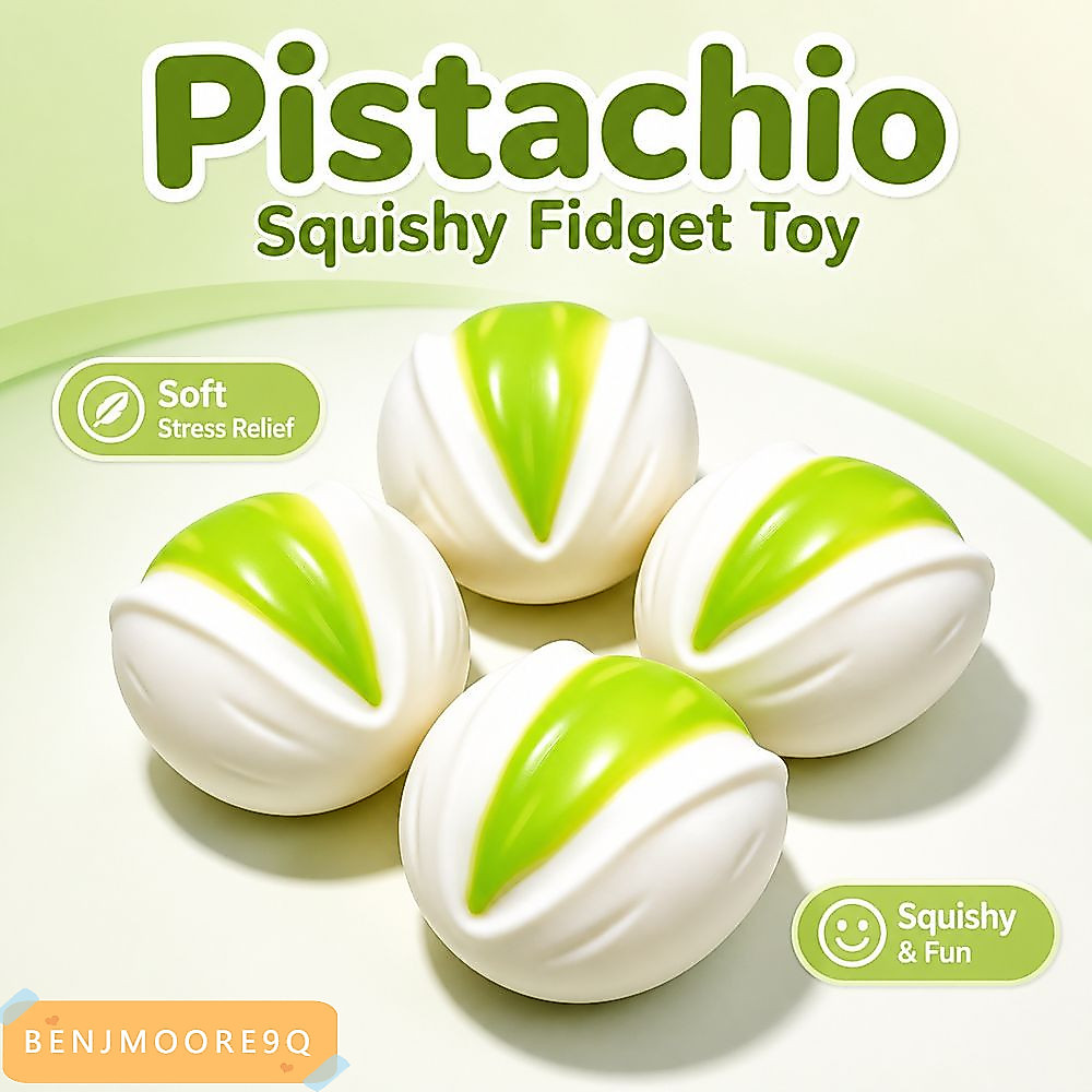 BENJMOORE9Q บีบ Fidget ของเล่น, ASMR Sensory ความเครียดบรรเทาจําลอง Pistachio Squeeze ของเล่น, Soft 