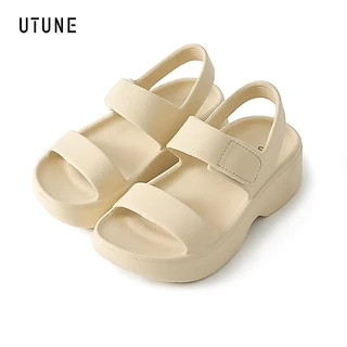 UTUNE รองเท้าแตะผู้หญิงส้นลิ่ม สูง 5.5 ซม. พื้นหนา EVA กันน้ำ ใส่สบายไม่เมื่อย สายรัดตีนตุ๊กแกคู่ นุ่มสบาย ใส่ชายหาด ใส่นอกบ้าน รุ่นใหม่ปี 2026