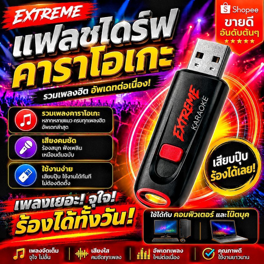 USB แฟลชไดร์ฟร้องคาราโอเกะ Extreme Karaoke [อัพเดทใหม่ล่าสุด]