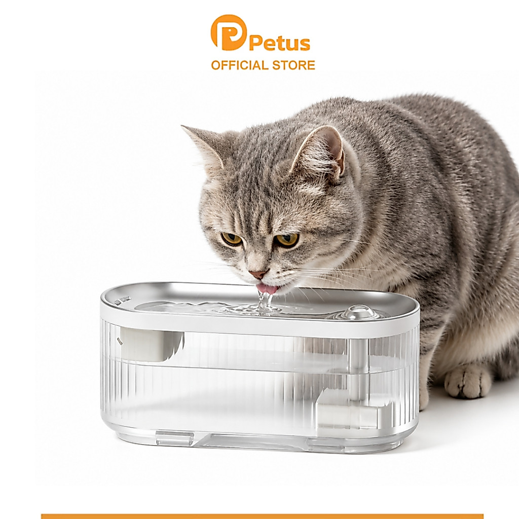 Petus น้ำพุแมวอัตโนมัติ เครื่องให้น้ำสัตว์เลี้ยง Pet Water Fountain ระบบกรอง 3 ชั้น ถังจุ 3 ลิตร