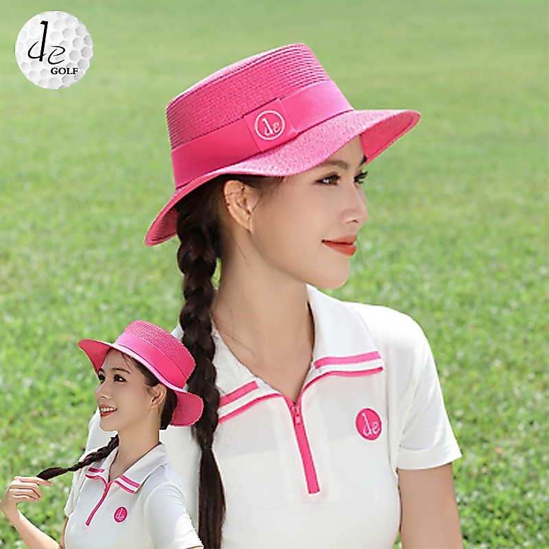 Golf Sun Hat Ladies Summer Sun Hat Rose Red Straw Hat Sports Sun Hat Vacation Fashion All-Match