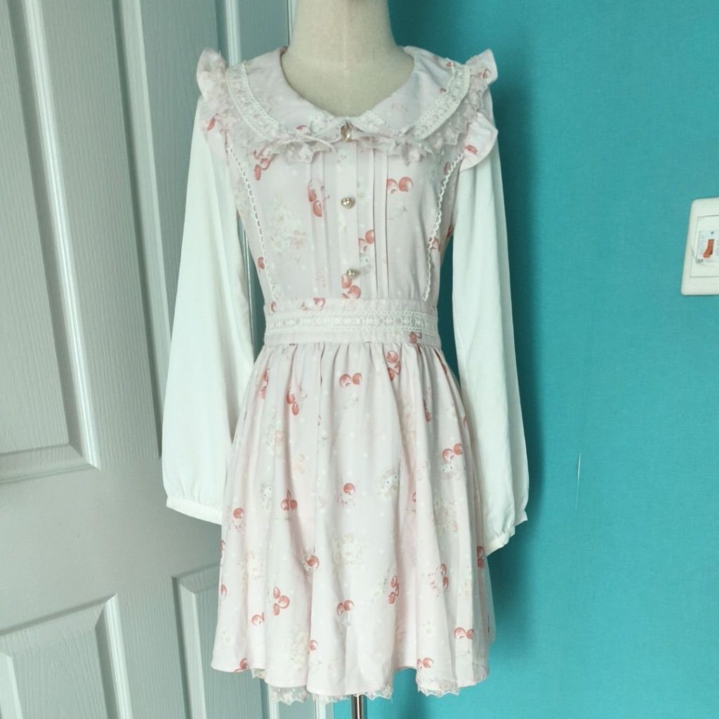 brand Liz Lisa my melody cherry long sleeves floral cute dress มือสอง