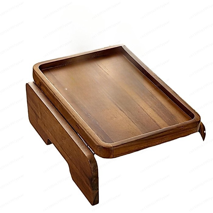 Wood Sofa Armrest Tray Double Hinge Sofa Arm Tray Table Clip-Couch Arm Table Side Tables Small Spac