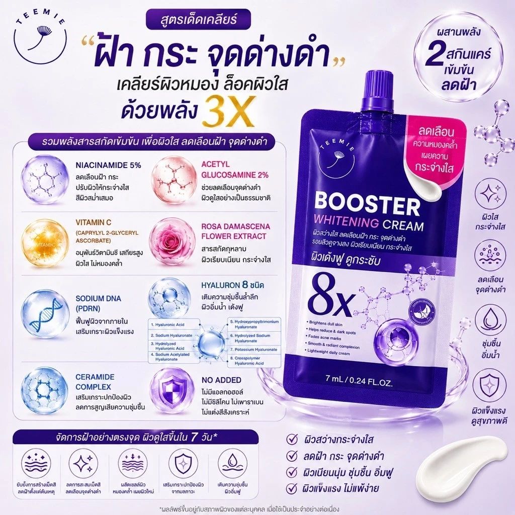 [2แถม1] ครีมฝ้า บูสเตอร์ ไวเทนนิ่งครีม แบรนด์ทีมี่ thumbnail 6