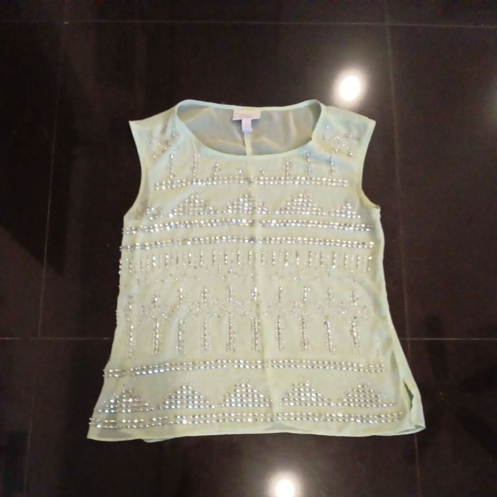 beautiful green tank top for women with gems