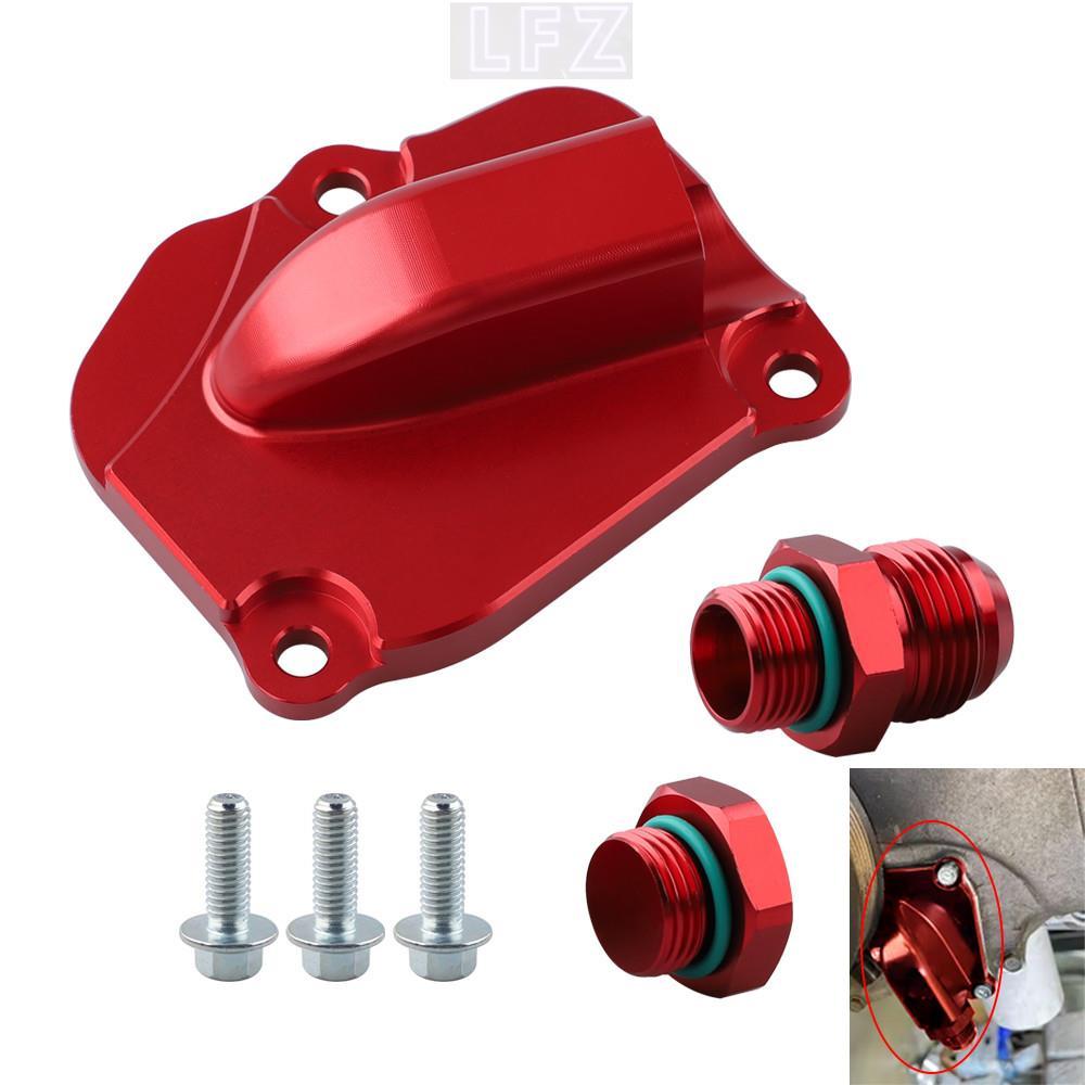 น้ํามันกลับโซ่ Tensioner ฝาครอบแผ่น Turbo ท่อระบายน้ํา Sidewinder สําหรับ Honda K20 K24 สีแดง