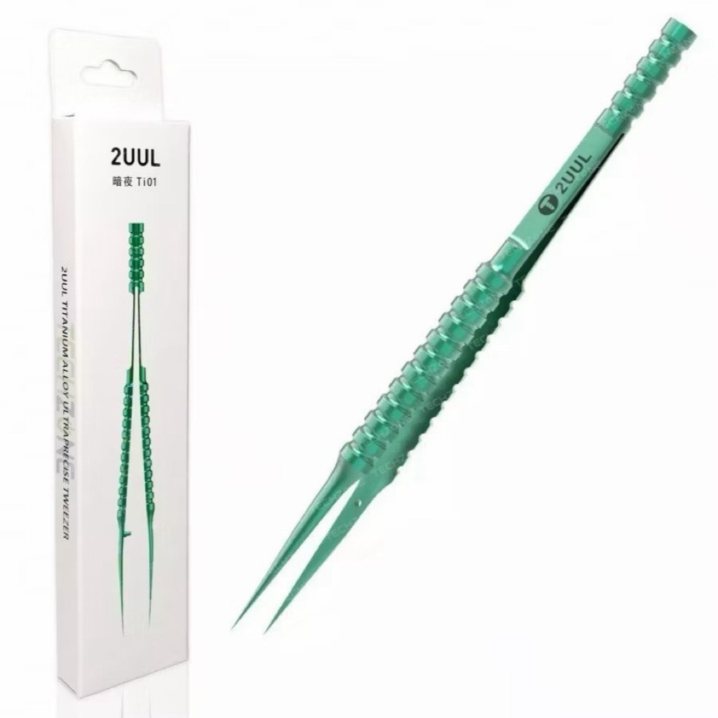แหนบไทเทเนียมอัลลอย 2UUL Ti01สีเขียวแหลมคม สำหรับงานซ่อมมือถือและงานละเอียด