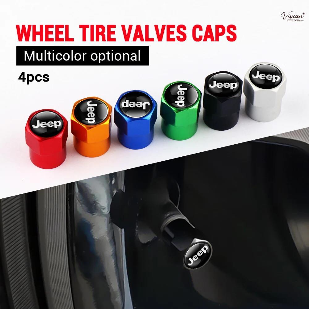 4 ชิ้นล้อรถยางวาล์วหมวก Stem Cover ฝุ่นอุปกรณ์เสริมอัตโนมัติสําหรับ JEEP Renegade Patriot Weangler C