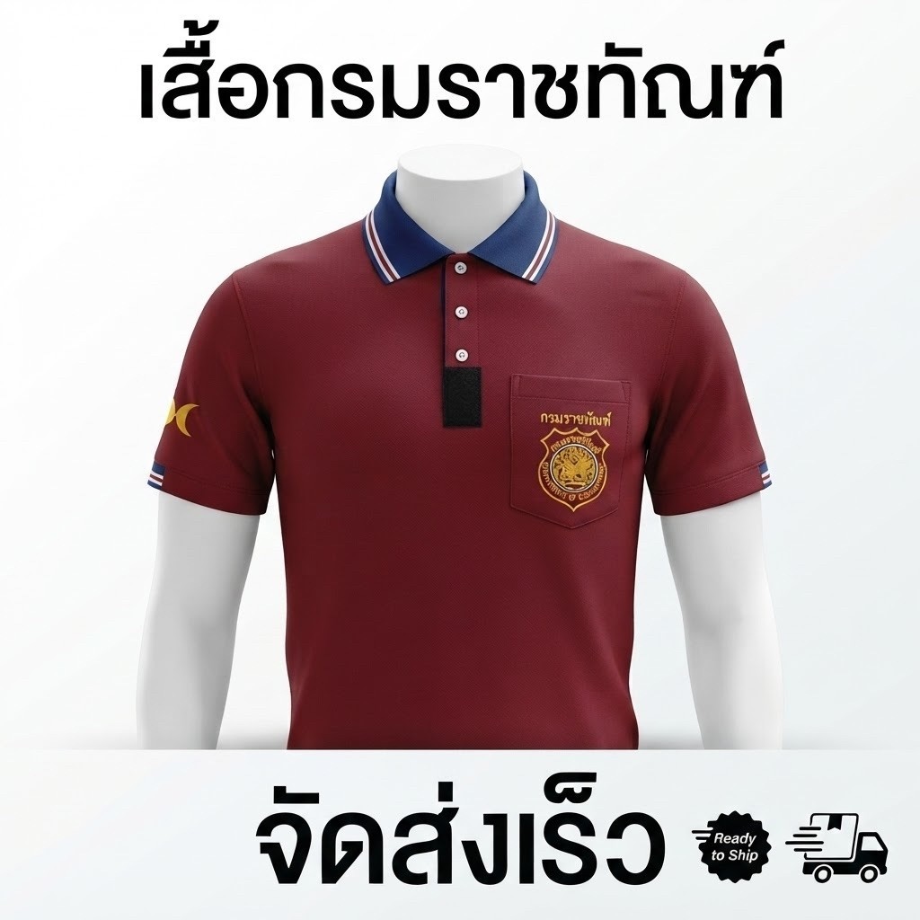 เสื้อโปโลกรมราขทัณฑ์ ชาย-หญิง พร้อมตีนตุ๊กแกติดอาร์ม