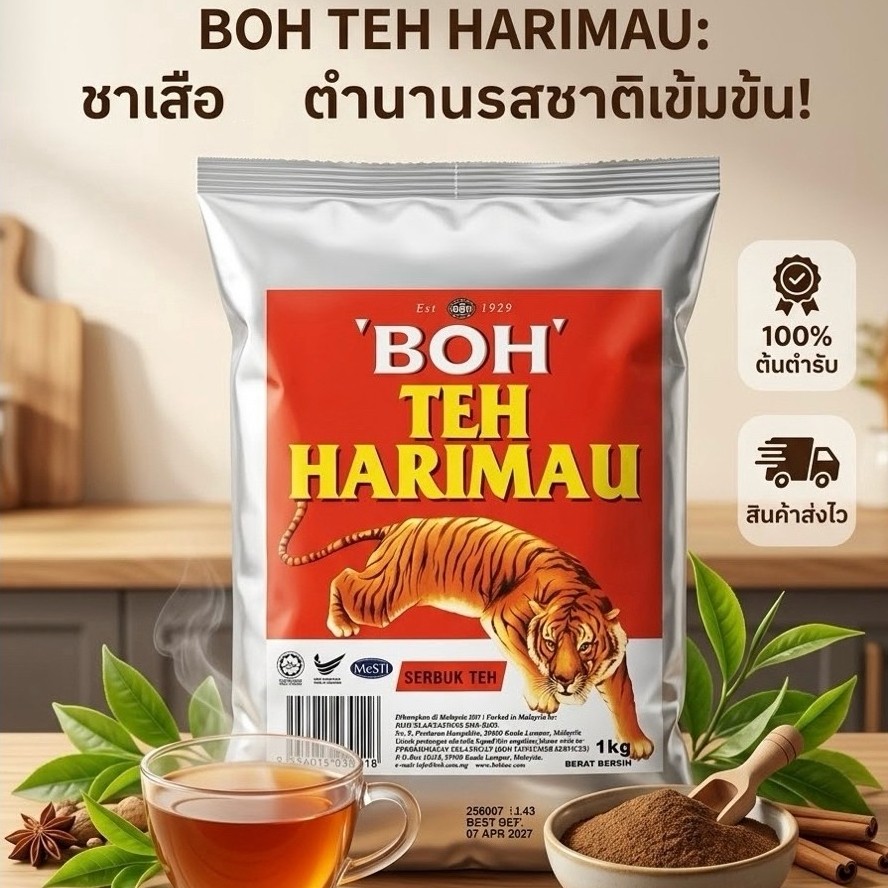 โปรไลฟ์ ชาผงปรุงสำเร็จ BOH เสือ 1 กิโลกรัม กลิ่นหอมเข้มข้น