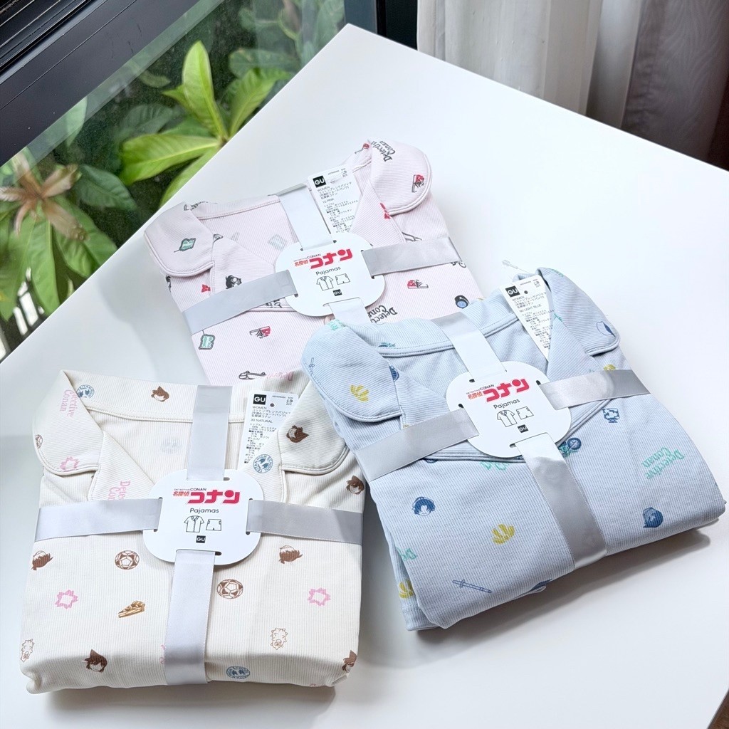 (พร้อมส่ง)ชุดนอนgu ชุดนอนผ้าซาติน/คอตตอน ขนาดM-3XL