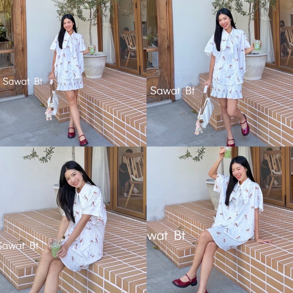 Sawat bt " Rabbit  set " กับ ตัวเสื้อoversize ปกหูกระต่าย