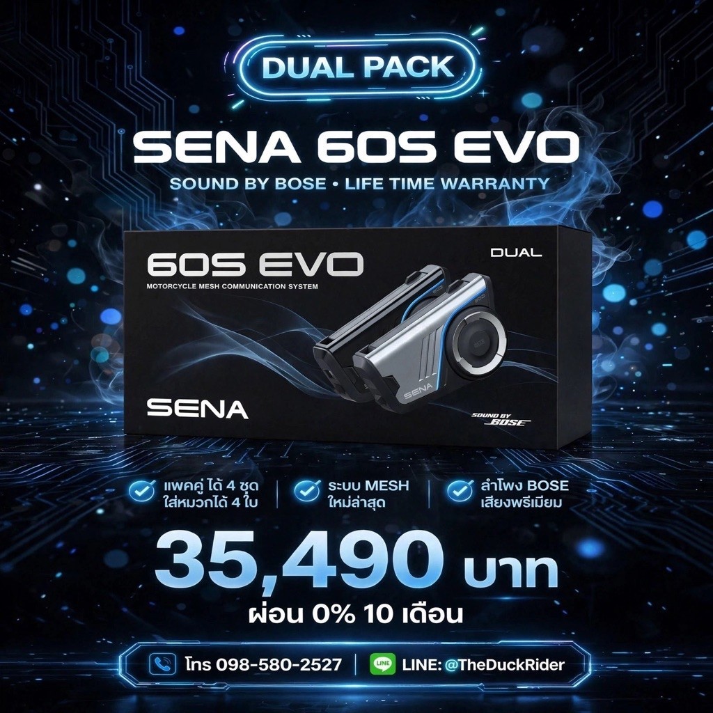 SENA 60S EVO  แพคคู่ LIFETIME WARRANTY