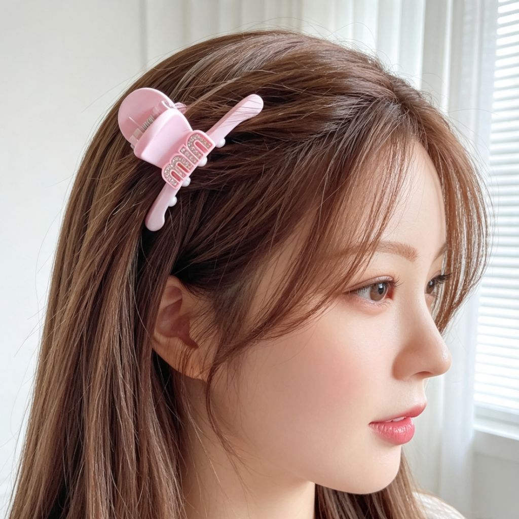 [L08] กิ๊บหนีบผมหน้าขนาดเล็ก 6 cm แต่งเพชรอักษร มี 3 สี