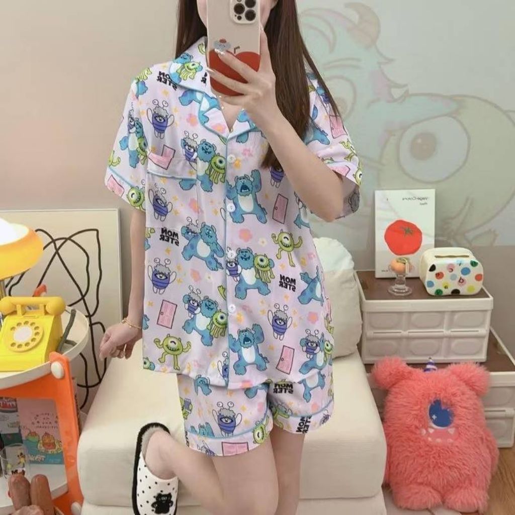 พร้อมส่ง ชุดนอนป้ายy ไหมเกาหลี Y Factory อก 43