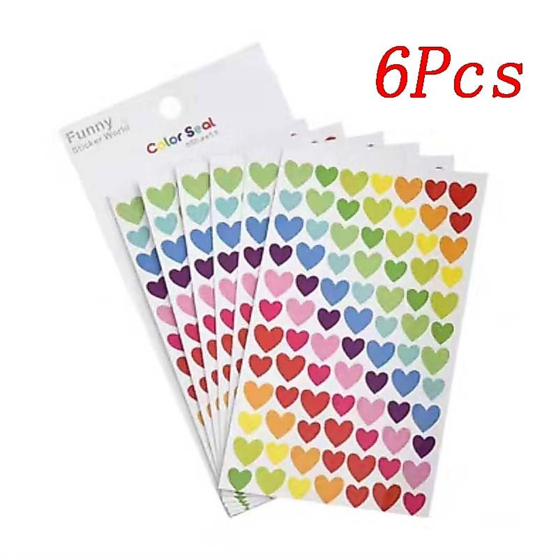 สติ๊กเกอร์พื้นฐานสําหรับตกแต่งรูปดาว, หัวใจ, กระสุนรูปภาพ 6 ชิ้น / แพ็ค