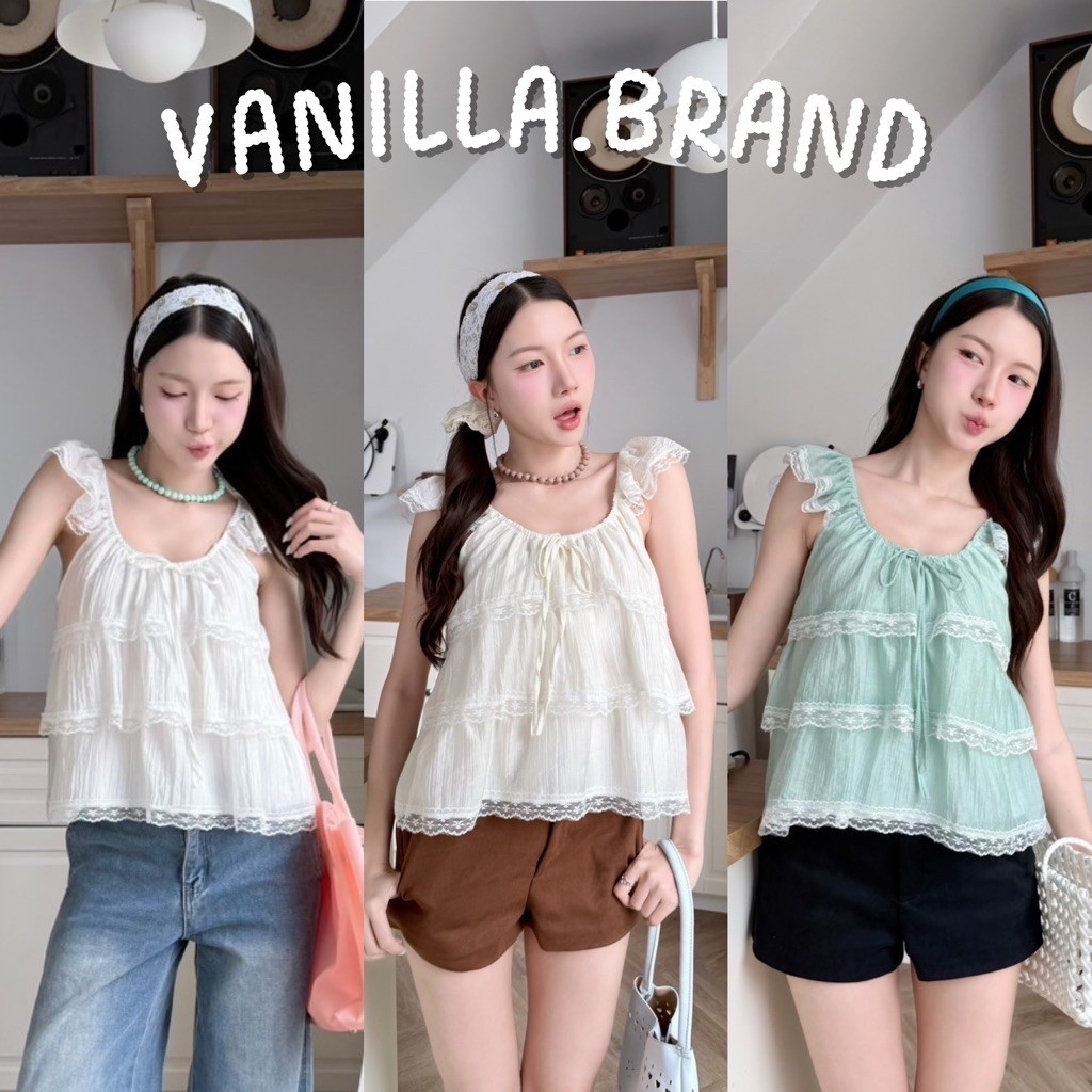 เสื้อแขนระบาย แต่งลูกไม้ -ttm / VB0706