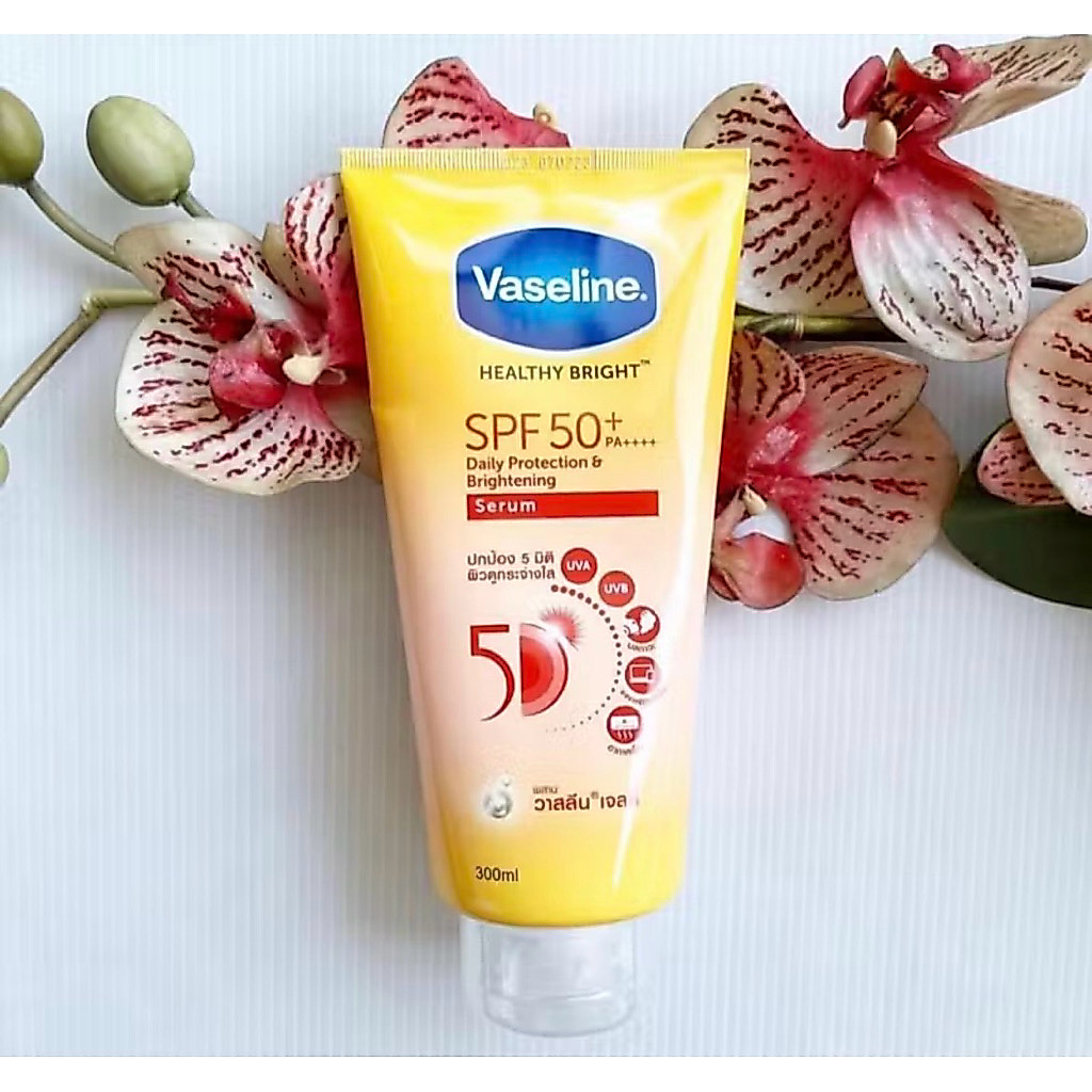 170, 300 ml. ผลิต 01/26 Vaseline Healthy Bright SPF50 Daily Protection & Brightening วาสลีน เฮธี ไบร์ท กันแดด