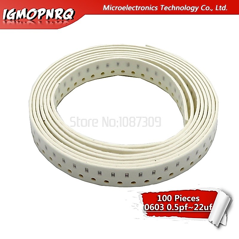 ชิปตัวเก็บประจุเซรามิค ฟิล์มหนา 0603 50V SMD IGMOPNRQ 0.5pF-300PF 1PF 6PF 10PF 100 ชิ้น