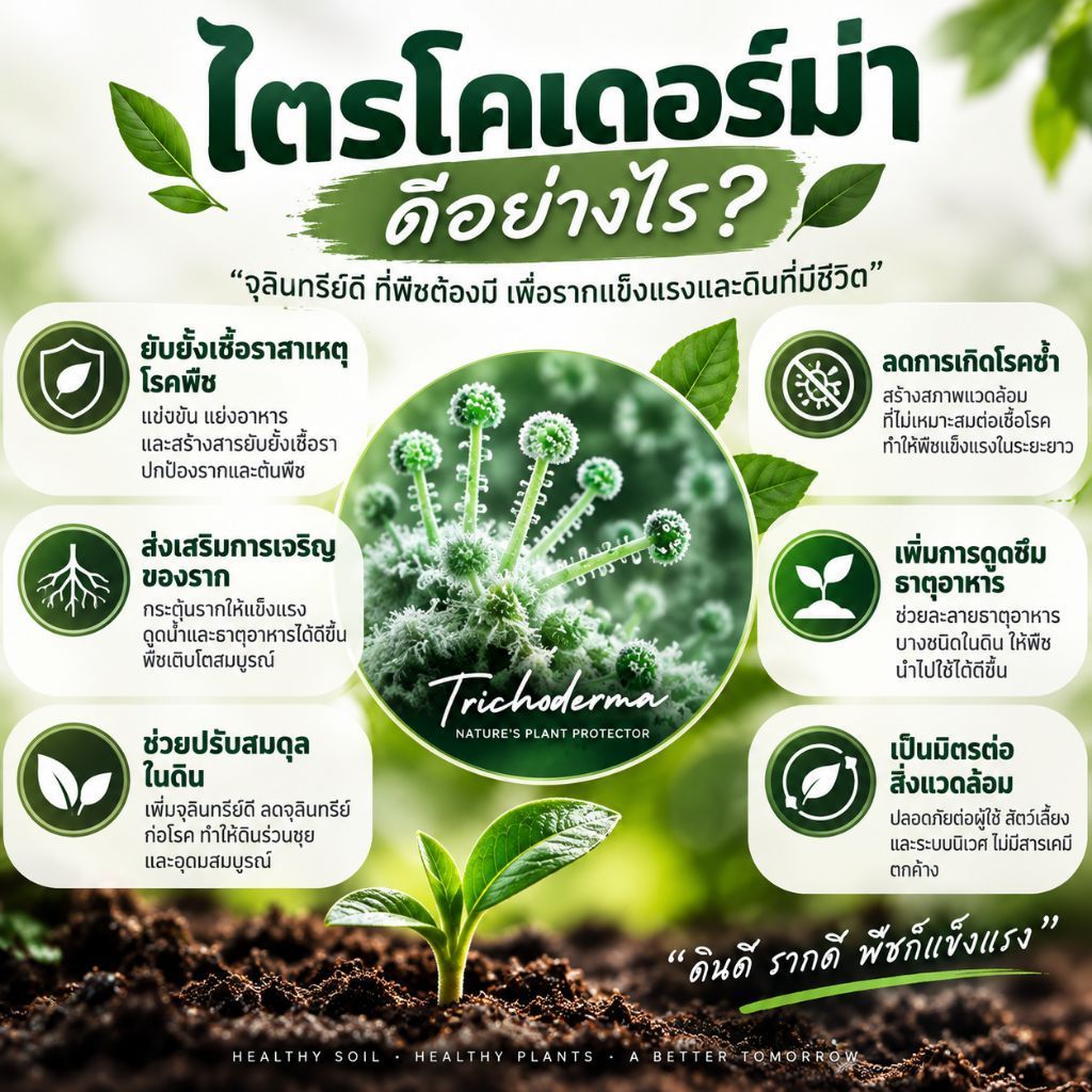 ไตรโคเดอร์มา เชื้อสด ชนิดน้ำ ขนาด 5 ลิตร ควบคุมโรค เชื้อรา ราก โคนเน่า ใบหงิก แคงเกอร ใบจุด ชีวภาพ ไม้ด่าง Trichoderma รูปที่ 2