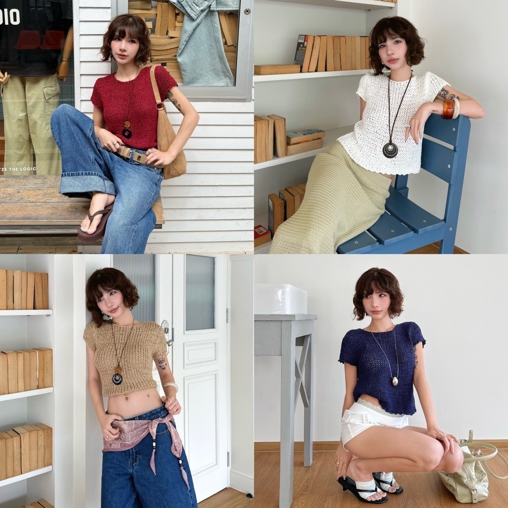 3pcs.basket Iris top เสื้อไหมพรม