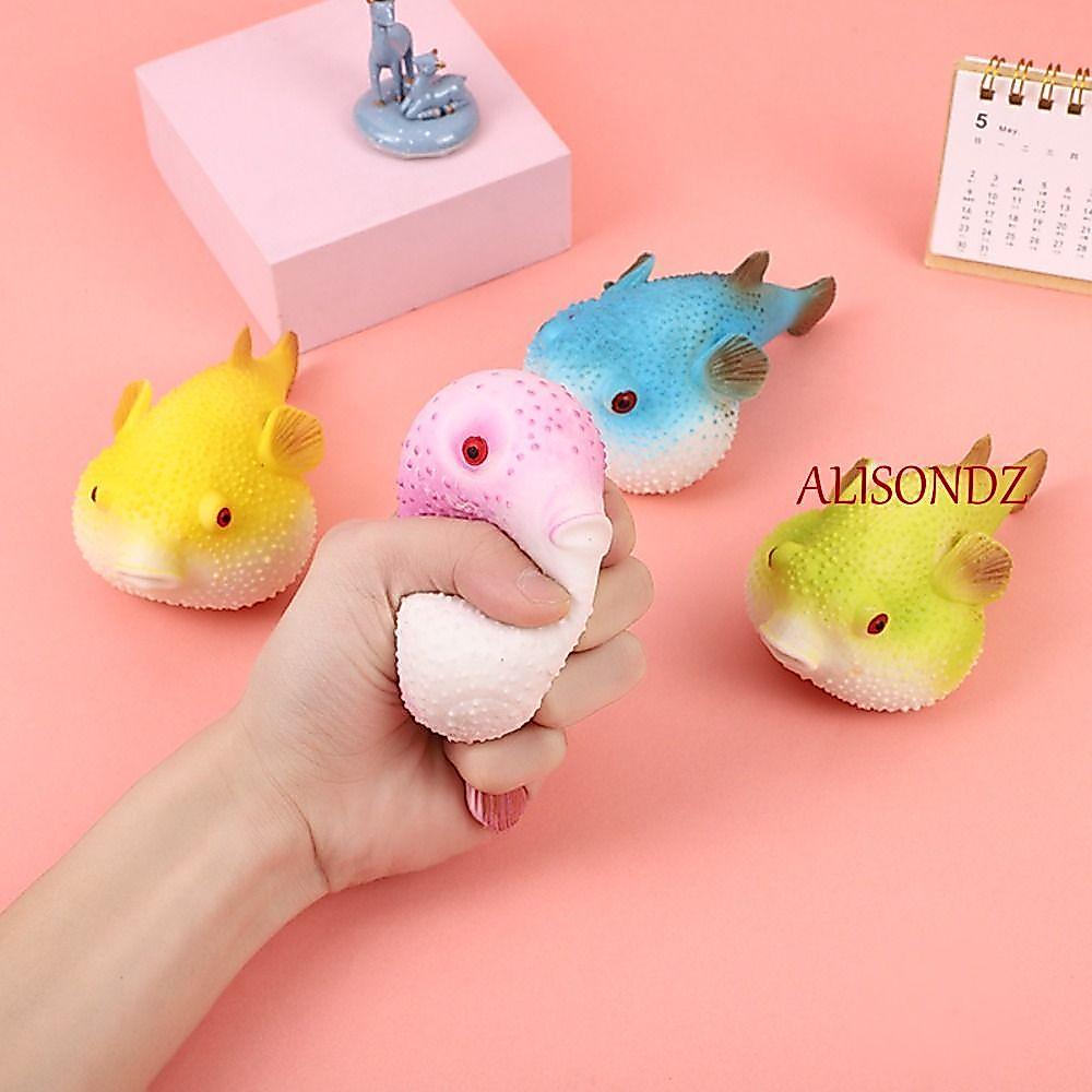 ALISONDZ Pufferfish บีบของเล่นหยิก, Pufferfish TPR Pufferfish Squeeze ของเล่น, Pinch Soft FidgetToy 