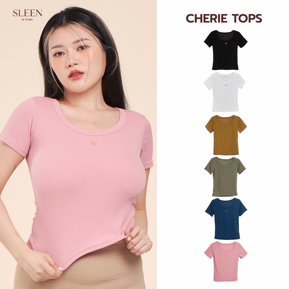 GOSLIM เสื้อยืด ผ้าร่อง SIMPLE PLAIN รุ่น CHERIE TOPS นิ่มเด้ง ยืดได้เยอะ ช่วยเก็บทรงสวย เข้ารูป