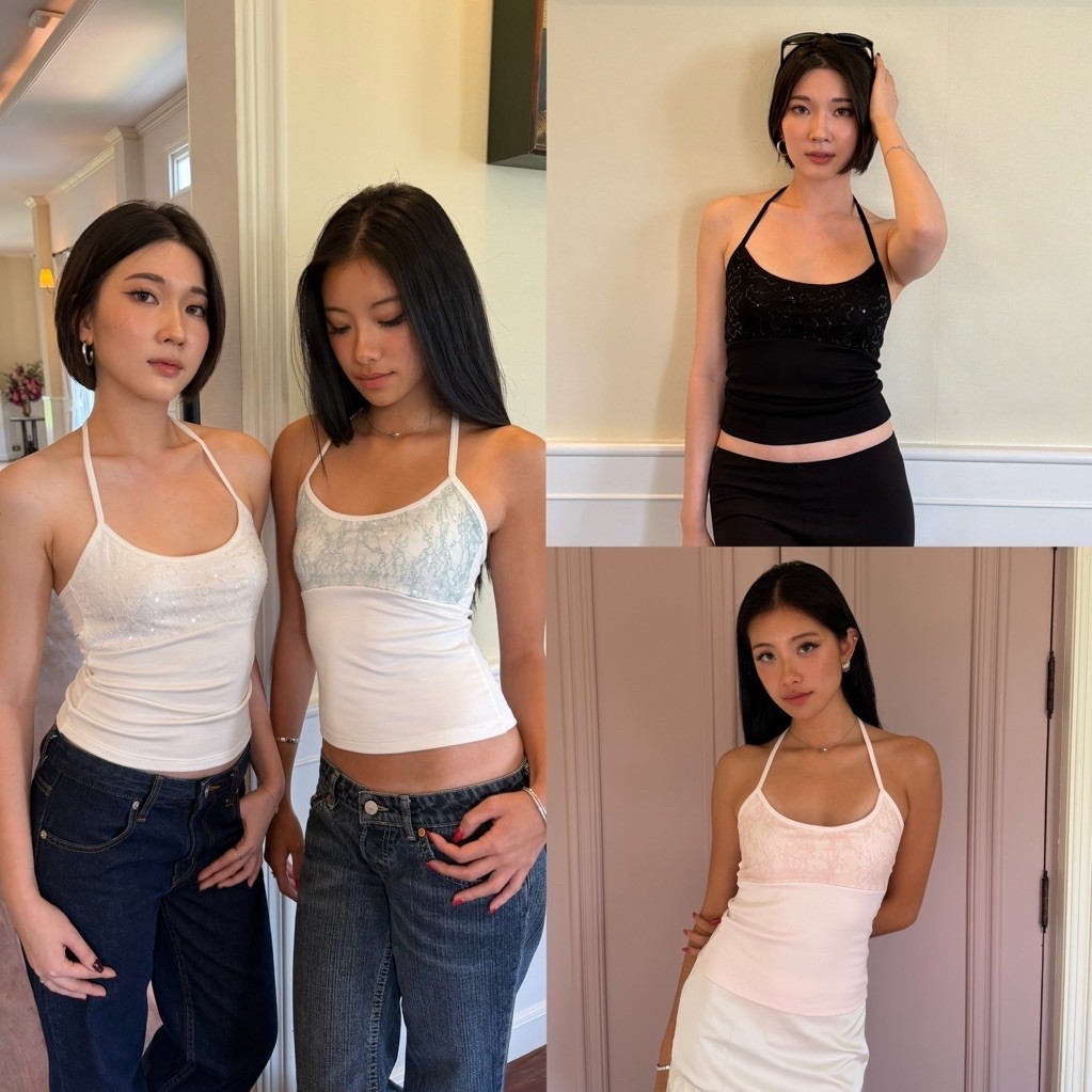 sena top by shewear.bkk เสื้อผูกคอลายลูกไม้เครึ่งตัว ดีเทลผ่าหลัง