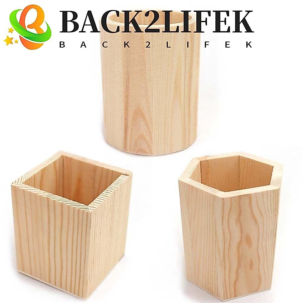 Back2lifek ที่ใส่ปากกาเรียบง่ายน่ารักกล่องดินสอเครื่องเขียนอุปกรณ์ตั้งโต๊ะสํานักงานไม้