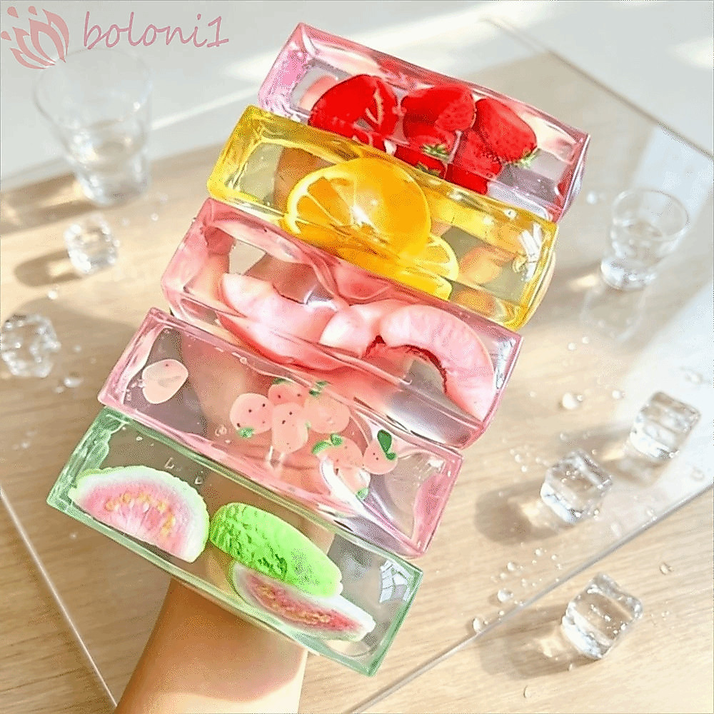 [COD] Fruit Slush Squishy Toy, Slow Rising Soft Fruit Ice Cube Squishy Toy, Ice Cube Toy Kawaii Cute