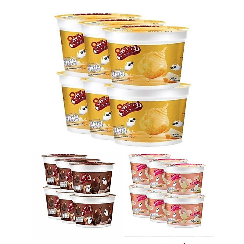 โอพัฟ เชค ซีเรียลผสมครีมช็อกโกแลต รสดับเบิ้ลช็อกโกแลต 30 กรัม (แพ็ก 6 ชิ้น)