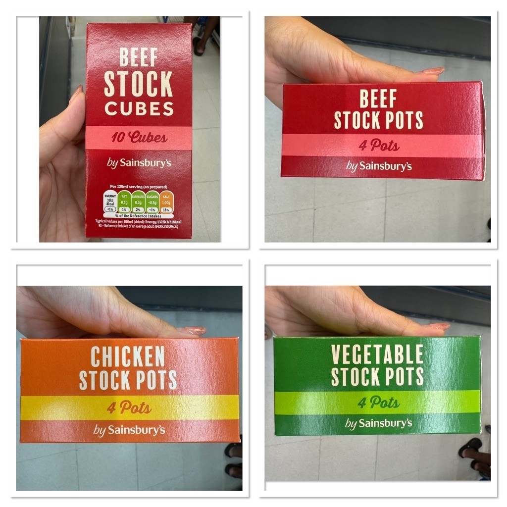 Sainsbury’s Stock น้ำซุปเข้มข้น นำเข้าจากอังกฤษ Beef Chicken Vegetable Stock Cubes & Pots