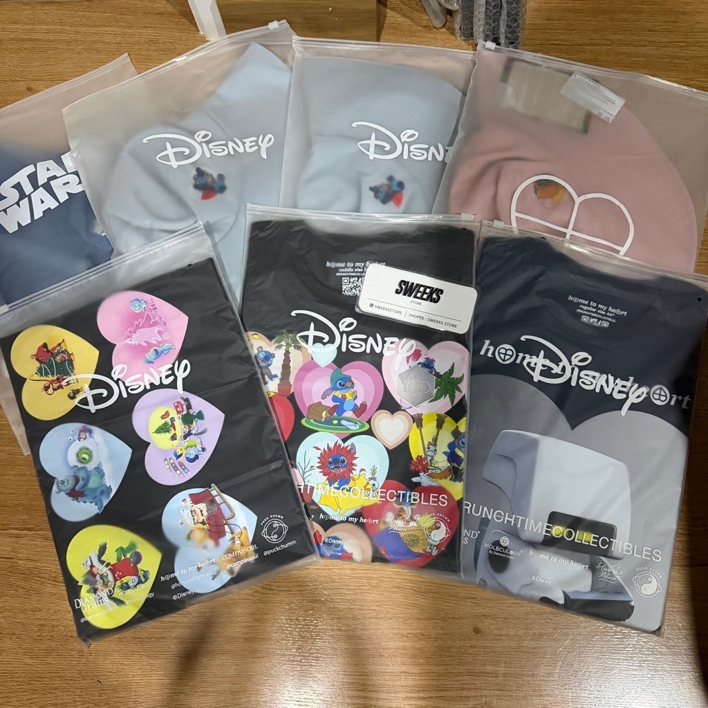 พร้อมส่ง ส่งด่วน 4ชม ของใหม่ เสื้อยืด Hometomyheart - Disney / Star wars /Stitch/Pixar, หมวก Bucket / Poem