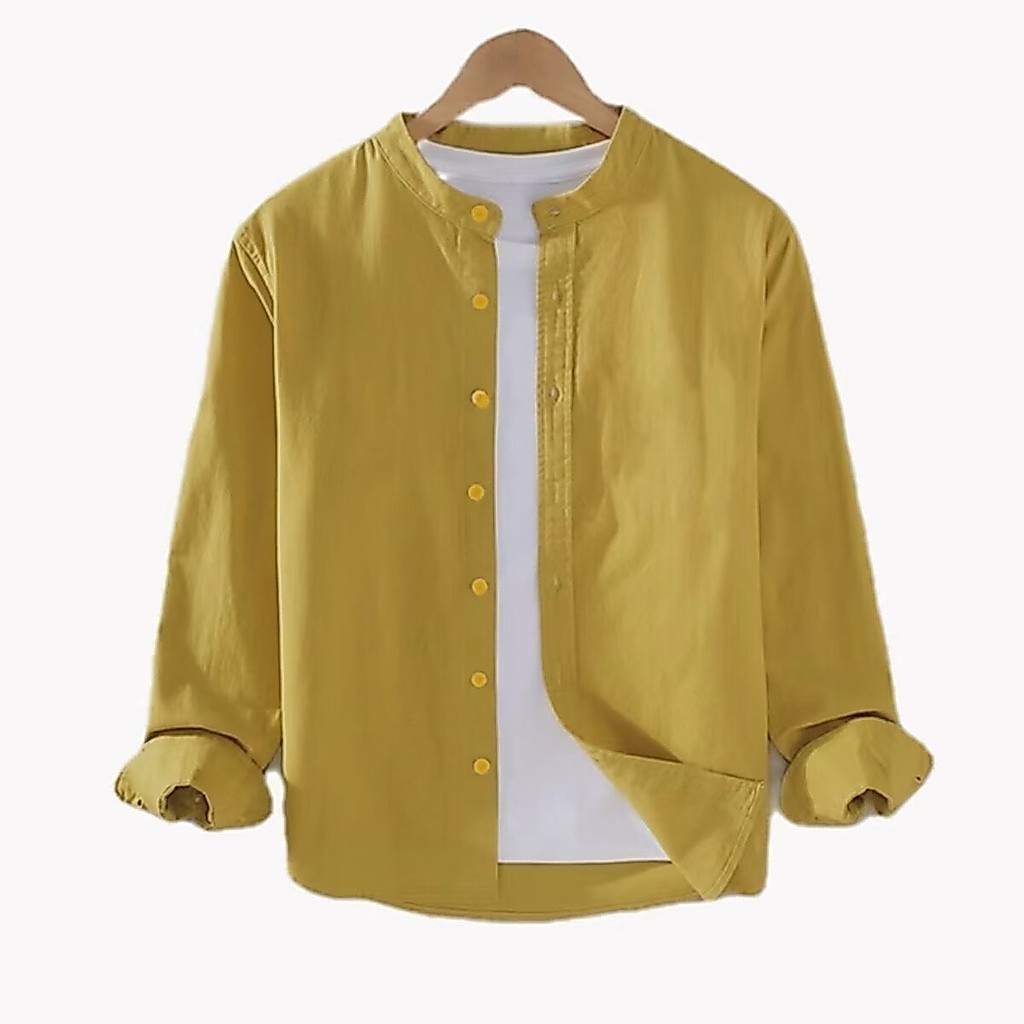 SEACHENIC เสื้อเชิ้ตผู้ชาย เสื้อเชิ้ตผ้าฝ้ายผ้าลินินหลวมญี่ปุ่น — صورة 5