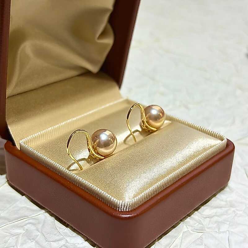 Silver Raw Pearl 9-10 มม.S925 Silver High Heel Ear Hook Ear Studs Chinese Gold ไข่มุกน้ําจืด