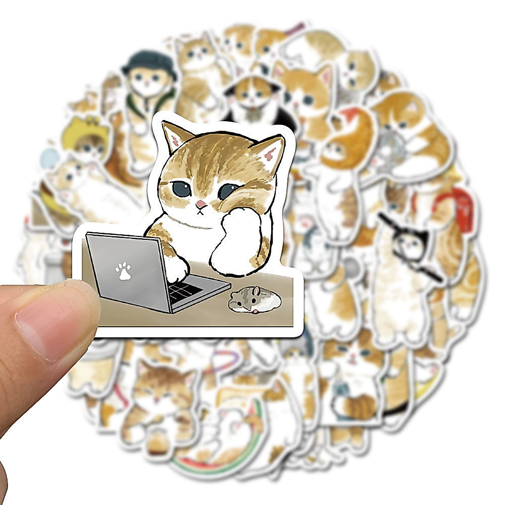 ✨พร้อมส่ง✨สุนัขโกลเด้น japan CUTE แมว cat STICKER 60แผ่น กันน้ำ สติ๊กเกอร์ แว่นกันแดด