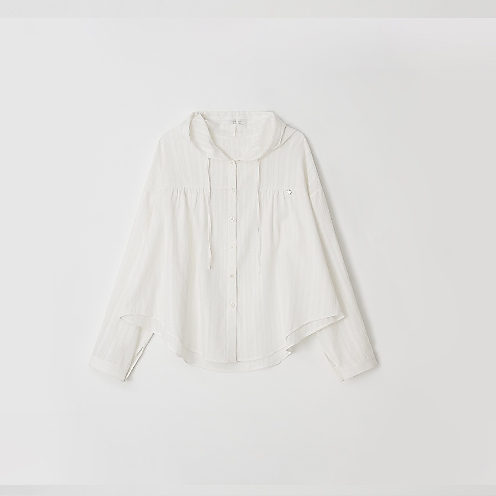 [RONRON] Soft Eyelet Hooded Loose Fit Blouse / 3colors — صورة 6