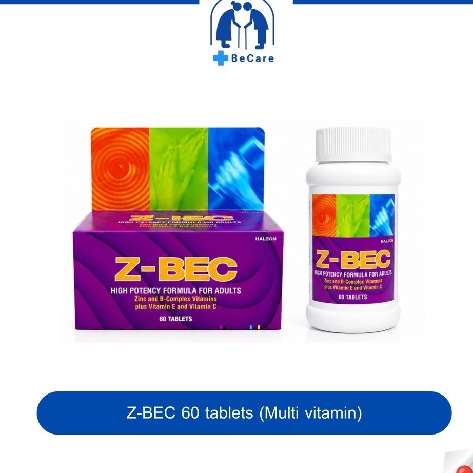 Z-BEC Multivitamin 60 Tablets ซี-เบค วิตามินรวมสำหรับผู้ใหญ่ วิตามินบีรวม ซิงก์ วิตามินซี และวิตามิน