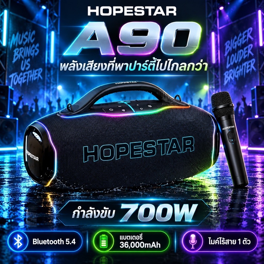 ลำโพง Hopestar A90  700W + 1 microphoneไร้สาย