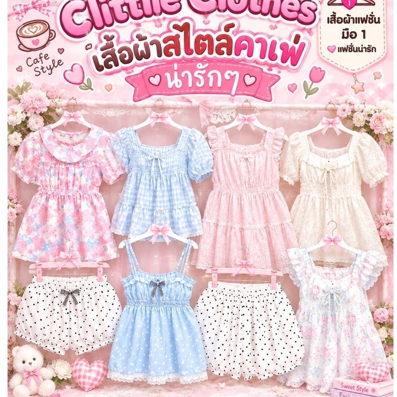 รวมเสื้อแฟชั่น มือ1 คาเฟ่ โรซี่ สายเดี่ยว แขนตุ๊กตา งานน่ารักๆ งานกระแส