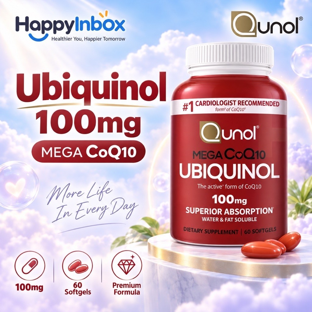 Qunol Ubiquinol 100mg Mega CoQ10 60 Softgels โคคิวเท็น รูปแบบ Ubiquinol นำเข้าจาก USA