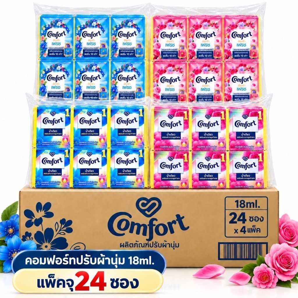 [แพ็ค24ซอง] คอมฟอร์มปรับผ้านุ่ม 18ml. มีสีให้เลือก
