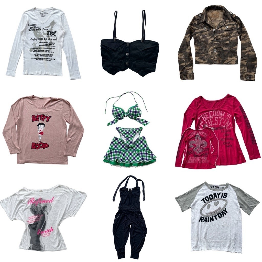 (up13sep)เสื้อ y2k เบบี้ที punk มือ2 รวมงานเท่งานแซ่บๆน่ารัก