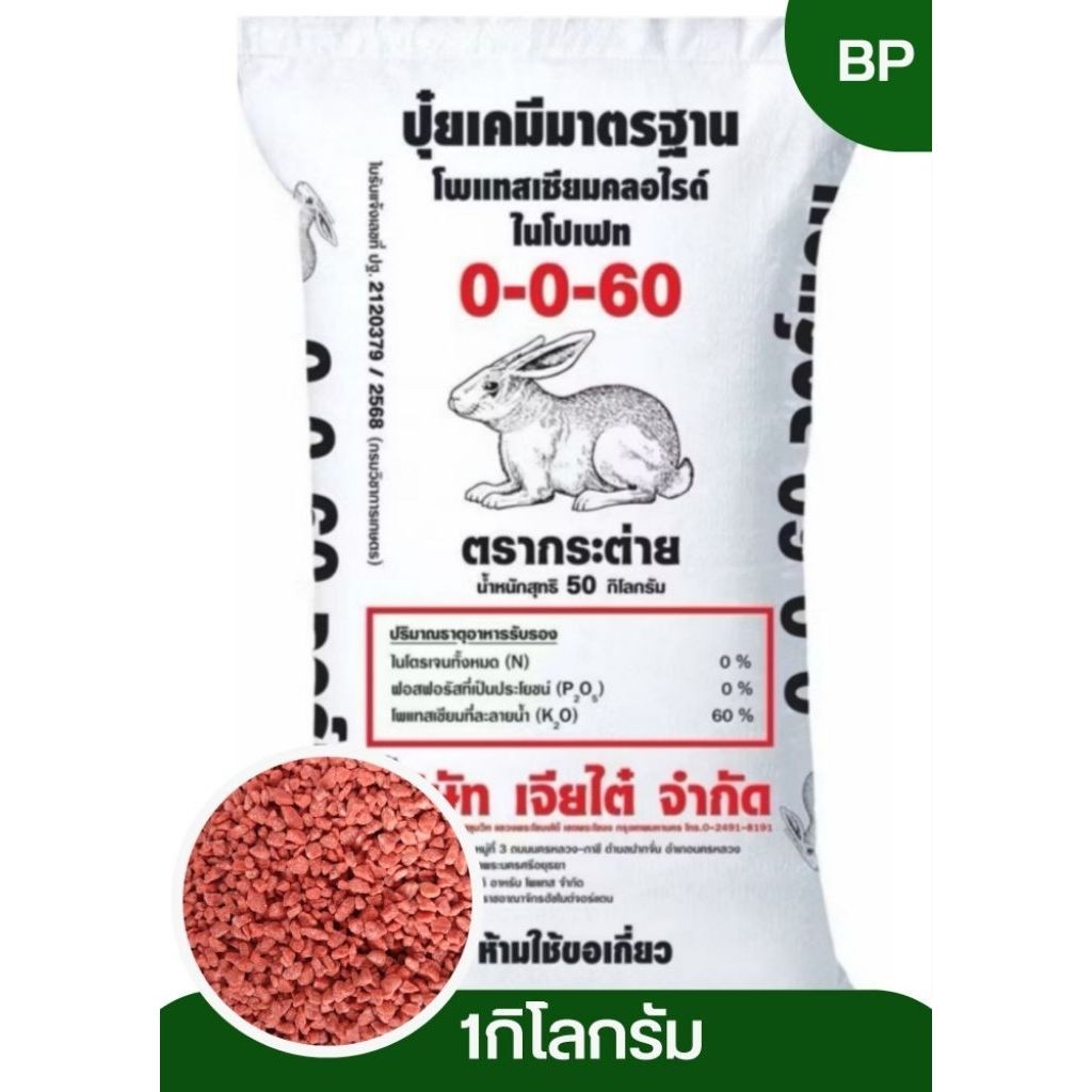 ปุ๋ยสูตร0-0-60ปุ๋ยหวานตรากระต่าย เพิ่มความหวานเพิ่มน้ำหนักขยายผล