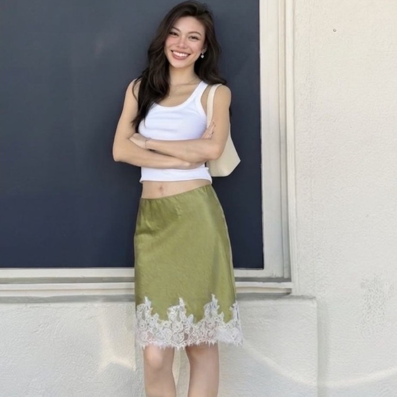 #BJsatinSkirt260518 กระโปรง
