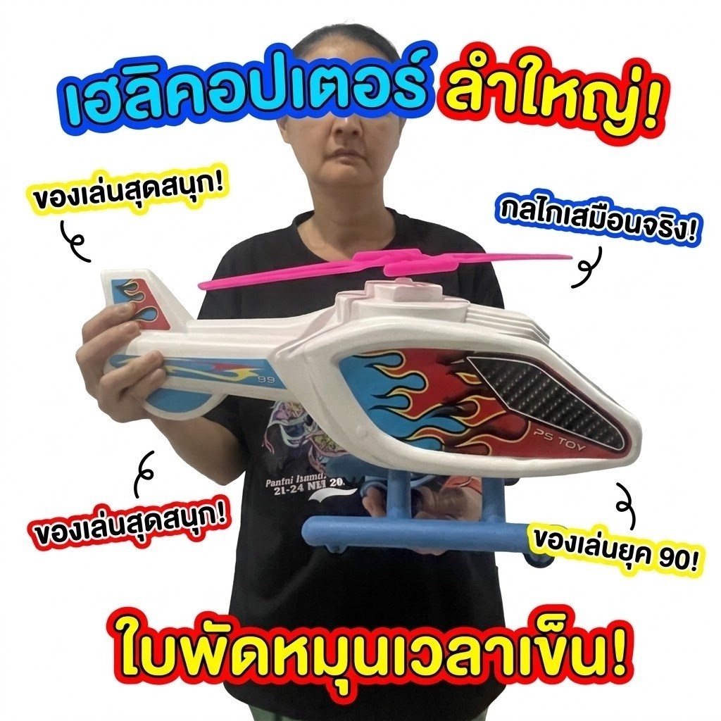 helicopter เฮลิคอปเตอร์ พลาสติก ทนทาน ลำใหญ่ ขนาด 50cm.