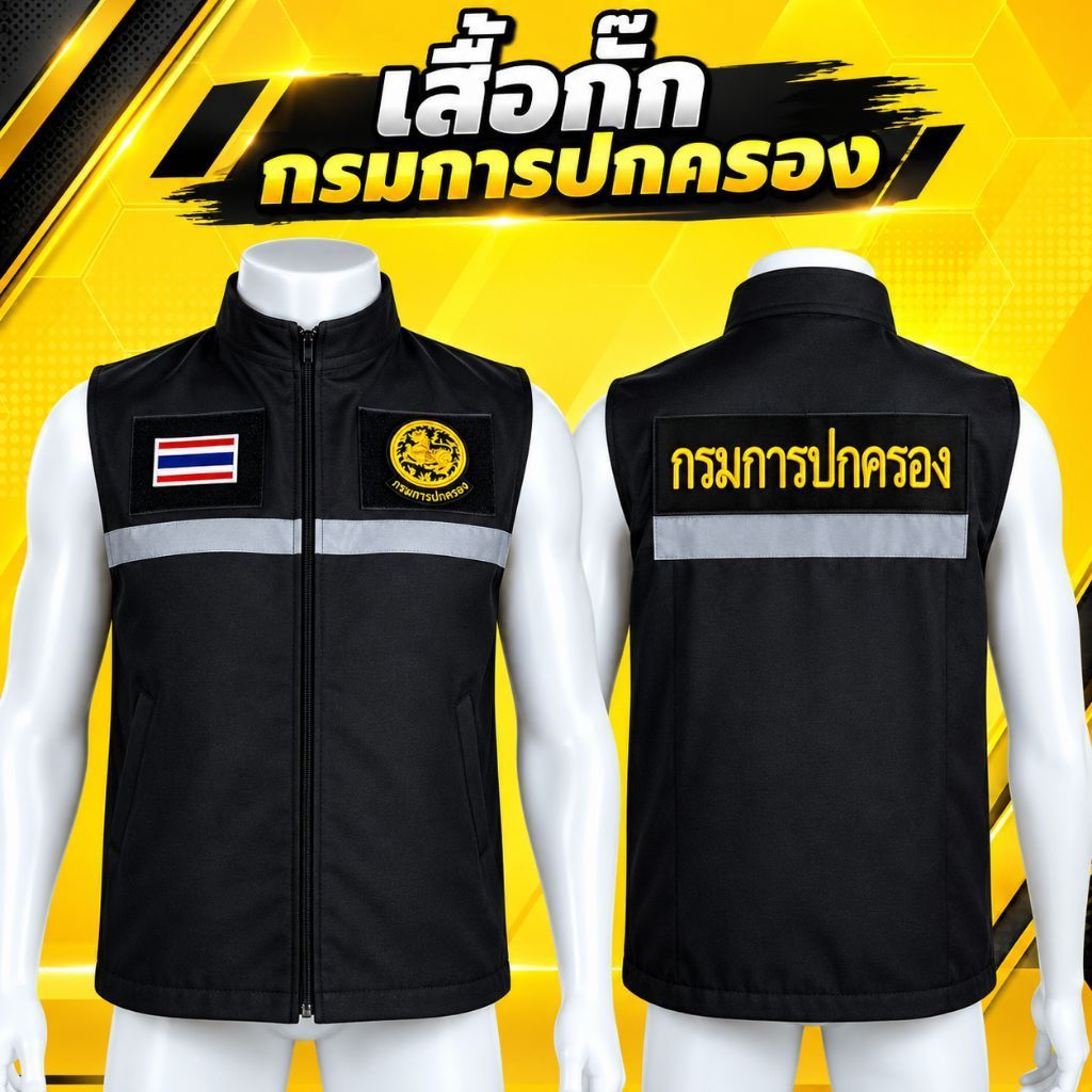 เสื้อกั๊กกรมการปกครอง ผู้ช่วยผู้ใหญ่บ้าน ผรส. กำนัน ครบเซ็ทตามภาพ