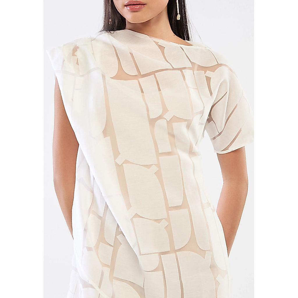QUINN - Drape Sheer Panel Midi Dress ชุดเดรส (Q26CGWB055) — صورة 5